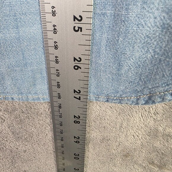 Mens American Eagle Prep Fit Blue Denim Shirt Button Up Long Sleeve Size L - Picture 8 of 9